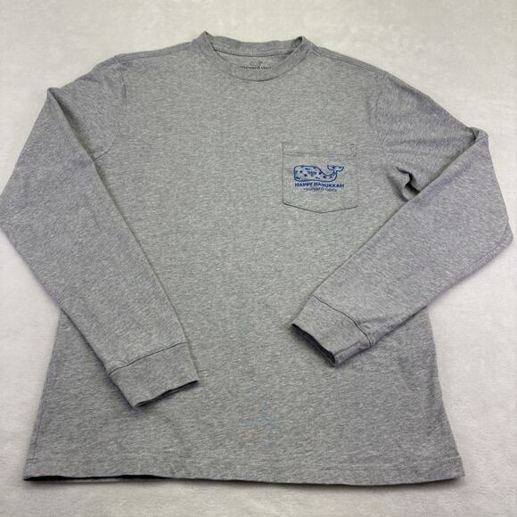 Vineyard Vines Happy Hanukkah Whale Menorah Long Sleeved T Shirt Gray Size XS - Picture 3 of 9